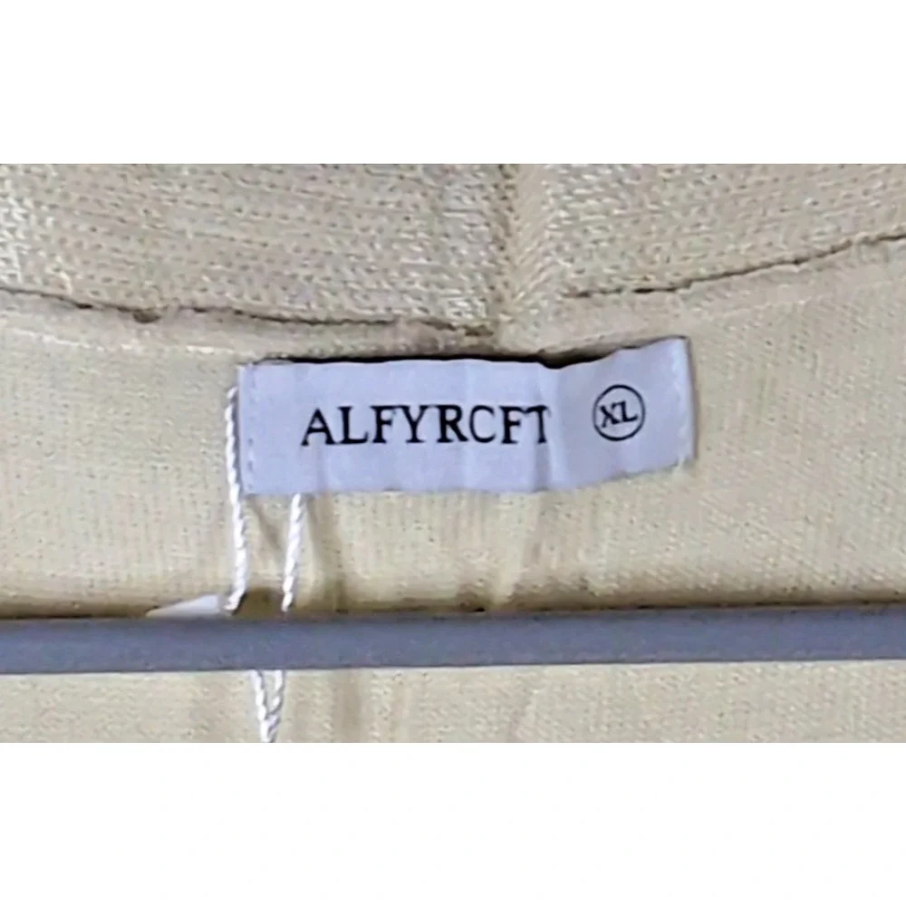 ALFYRCFT Knit Cardigan Sweater Womens XL Cream Creamy White Long Sleeve Pockets